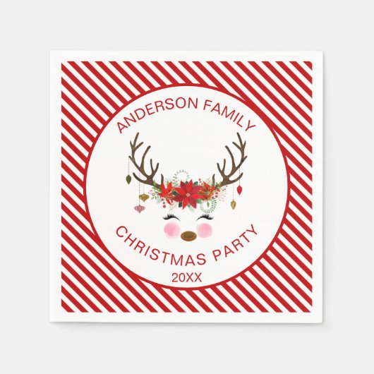 Modernes Party Rentier mit Ornamenten Serviette (Vorderseite)