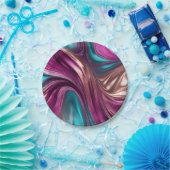 Modernes Party Supplier-Magenta Türkis Gold- Pappteller (Party)