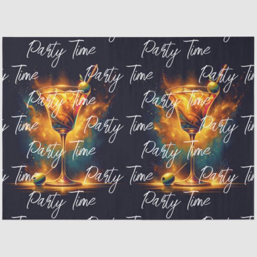 Modernes Party Time Neon Personalisiert Seidenpapier (Vorderseite)