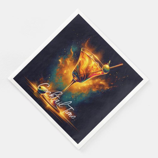 Modernes Party Time Neon Personalisiert Serviette (Ecke)