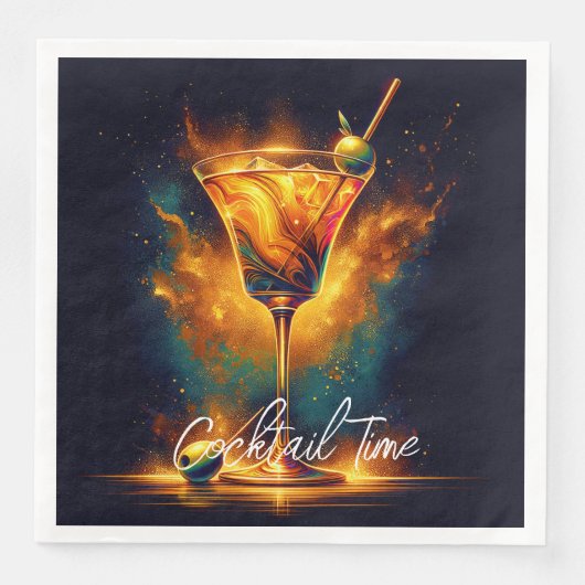 Modernes Party Time Neon Personalisiert Serviette (Vorderseite)