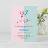 Modernes Party zwischen Rosa und Blauem Geschlecht Einladung (Stehend Vorderseite)