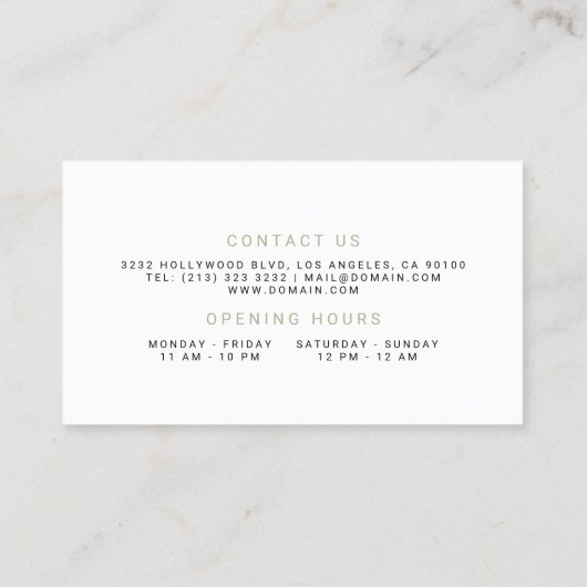 Modernes Pasta Restaurant Visitenkarte (Rückseite)