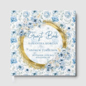 Modernes Pastel Blue Gold Glitzer Wedding Guest Bo Gästebuch (Vorderseite)