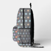 Modernes Pastel farbiges Polka Dot Muster auf Grau Bedruckter Rucksack (Rechts)