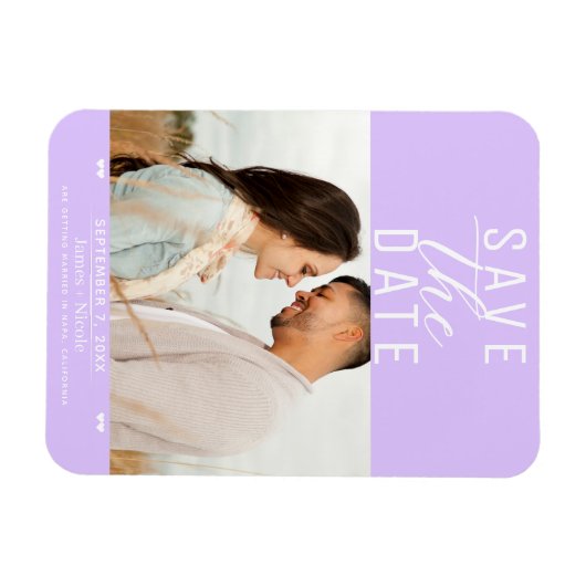 Modernes Pastel Lavender Save the Date Hochzeitsst Magnet (Horizontal)