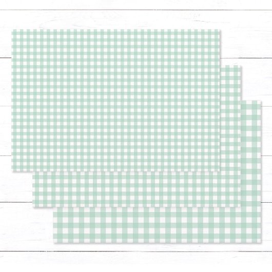 Modernes Pastel Mint Green Gingham Karo Pattern Geschenkpapier Set