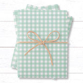 Modernes Pastel Mint Green Gingham Karo Pattern Geschenkpapier Set
