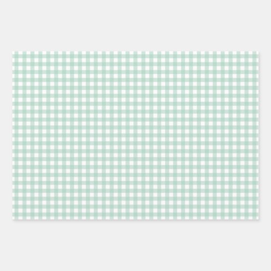 Modernes Pastel Mint Green Gingham Karo Pattern Geschenkpapier Set (Vorderseite)