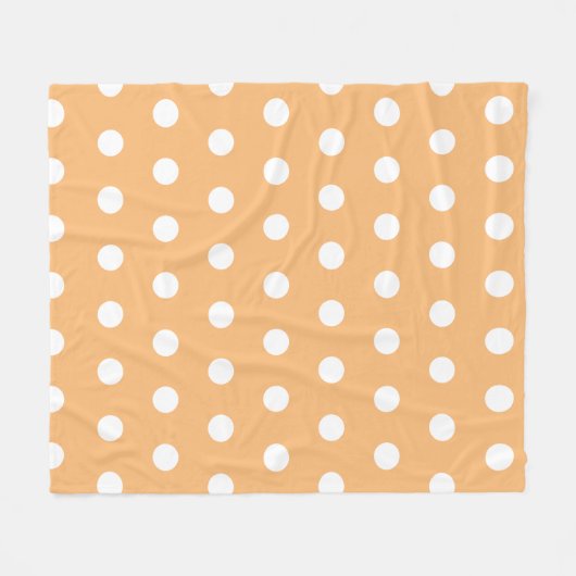 Modernes Pastel Orange Polka Dot Pattern Fleecedecke (Vorderseite (Horizontal))