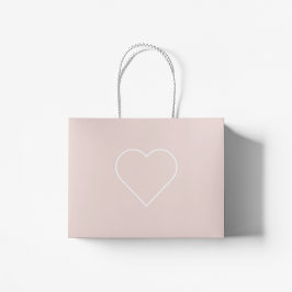 Modernes Pastel Pink & Minimalistisches Herz Große Geschenktüte