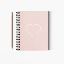 Modernes Pastel Pink & Minimalistisches Herz Notizblock