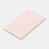 Modernes Pastel Pink & Minimalistisches Herz Post-it Klebezettel (angewinkelt)