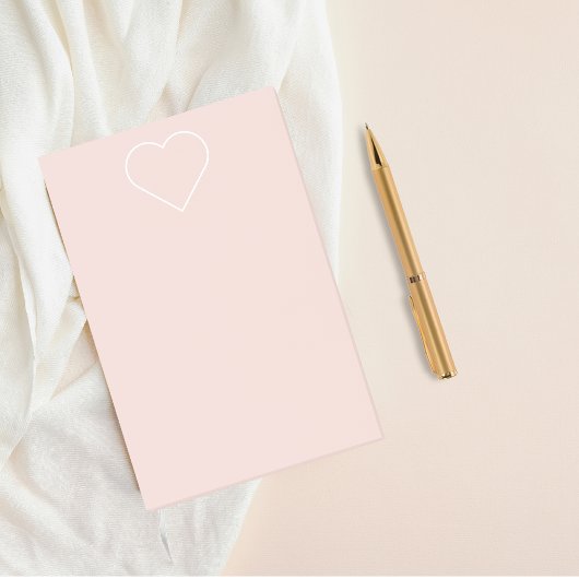 Modernes Pastel Pink & Minimalistisches Herz Post-it Klebezettel
