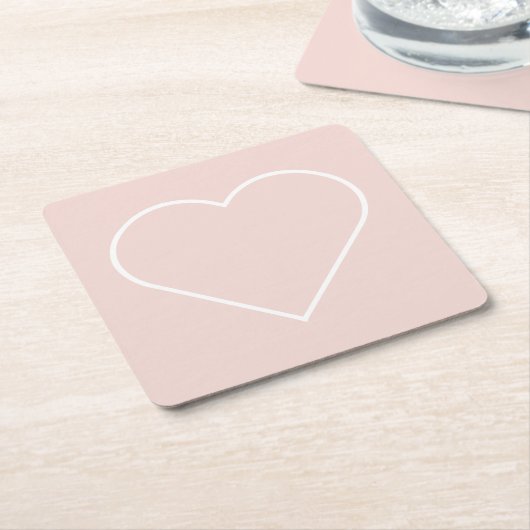 Modernes Pastel Pink & Minimalistisches Herz Rechteckiger Pappuntersetzer (angewinkelt)