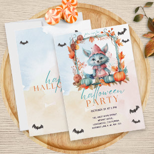 Modernes Pastel Pumpkin Patch Fox Halloween-Party Einladung
