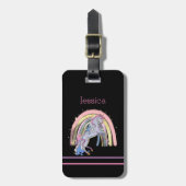 Modernes Pastel Rainbow Unicorn Gepäckanhänger (Vorderseite vertikal)
