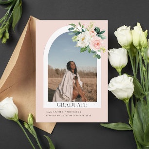 Modernes Pastel Rosa Abschluss Foto Einladung