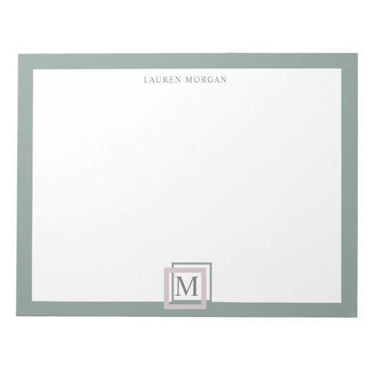 Modernes, pastelfarbenes Monogramm Personalisierte Notizblock (Vorderseite)