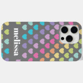 Modernes, pastelgraues Herz-Formmuster Case-Mate iPhone Hülle (Rückseite (Horizontal))