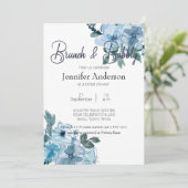 Modernes Pastell Blue Watercolor Brautparty Brunch (Stehend Vorderseite)