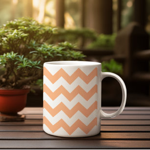 Modernes Pastell Peach Orange Zickzack Kaffeetasse