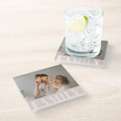 Modernes Pastell Pink-Foto Glasuntersetzer (Schrägansicht)