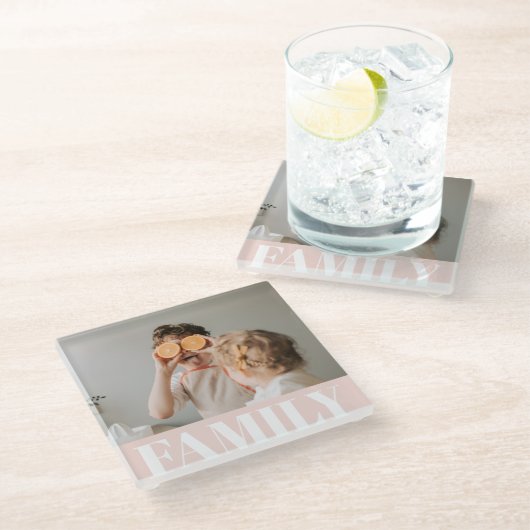 Modernes Pastell Pink-Foto Glasuntersetzer (Schrägansicht)