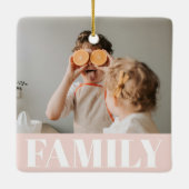 Modernes Pastell Pink-Foto Keramikornament (Rückseite)