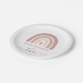 Modernes Pastell Pink Rainbow Boho Zweites Geburts Pappteller (Schrägansicht)