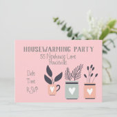 Modernes Pastell-Topf-Pflanze-Party Einladung (Stehend Vorderseite)