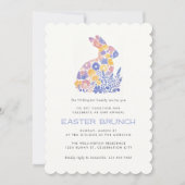 Modernes Pastell Watercolor Bunny Easter Brunch Einladung (Vorderseite)