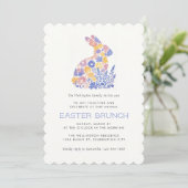 Modernes Pastell Watercolor Bunny Easter Brunch Einladung (Stehend Vorderseite)