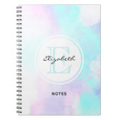 Modernes Pastellblau und Lila Aquarellmonogramm Notizblock (Vorderseite)