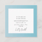 Modernes pastellfarbenes Abstraktes blaues Muster Quadratische Visitenkarte (Rückseite)