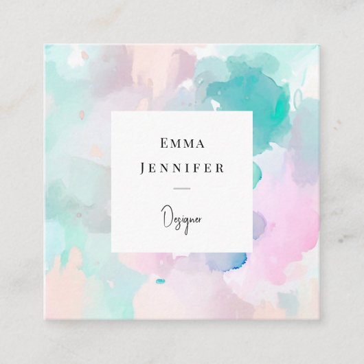 Modernes, pastellfarbenes Abstraktes Muster Quadratische Visitenkarte (Vorderseite)