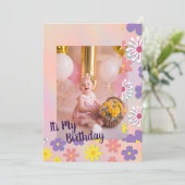 Modernes pastellfarbenes Foto Geburtskarte Ankündigung (Stehend Vorderseite)