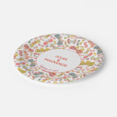 Modernes, pastellfarbenes, grafisches Schmetterlin Pappteller (Schrägansicht)