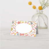 Modernes, pastellfarbenes, grafisches Schmetterlin Platzkarte (Vorderseite)