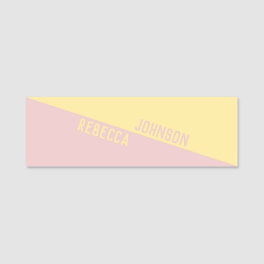 Modernes, pastellfarbenes, hellrosa Duoton Namensschild (Vorderseite)