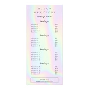 Modernes pastellfarbenes holografisches Glam-Salon Werbekarte