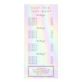 Modernes pastellfarbenes holografisches Glam-Salon Werbekarte (Hinten)