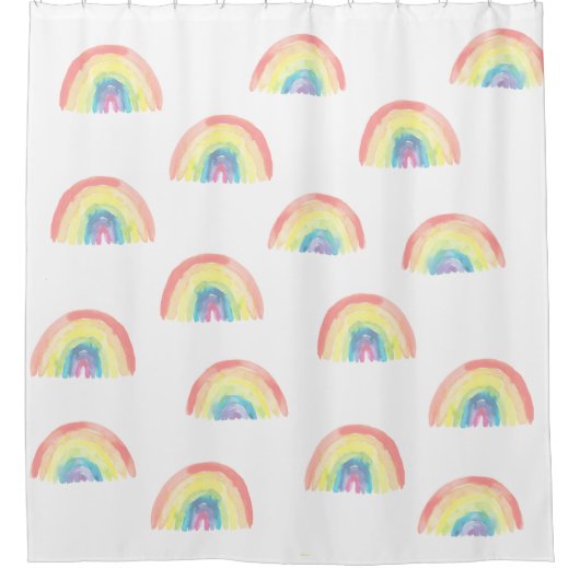 Modernes pastellfarbenes Regenbogenmuster Duschvorhang (Vorderseite)