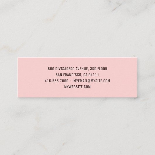 Modernes, pastellfarbenes, rosa Macarons Beruflich Mini Visitenkarte (Rückseite)