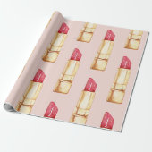 Modernes, pastellfarbenes rosa und rotes Lipstick- Geschenkpapier (Ungerollt)