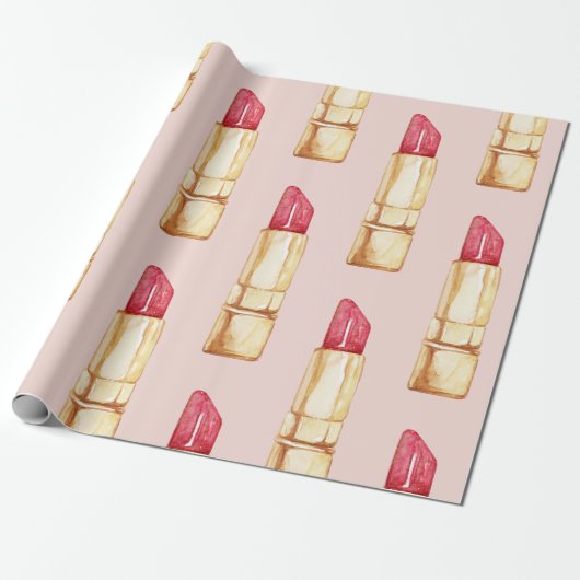 Modernes, pastellfarbenes rosa und rotes Lipstick- Geschenkpapier (Ungerollt)