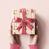 Modernes, pastellfarbenes rosa und rotes Lipstick- Geschenkpapier