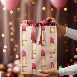 Modernes, pastellfarbenes rosa und rotes Lipstick- Große Geschenktüte
