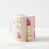 Modernes, pastellfarbenes rosa und rotes Lipstick- Kaffeetasse (Vorderseite Links)