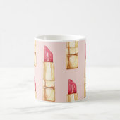 Modernes, pastellfarbenes rosa und rotes Lipstick- Kaffeetasse (Mittel)